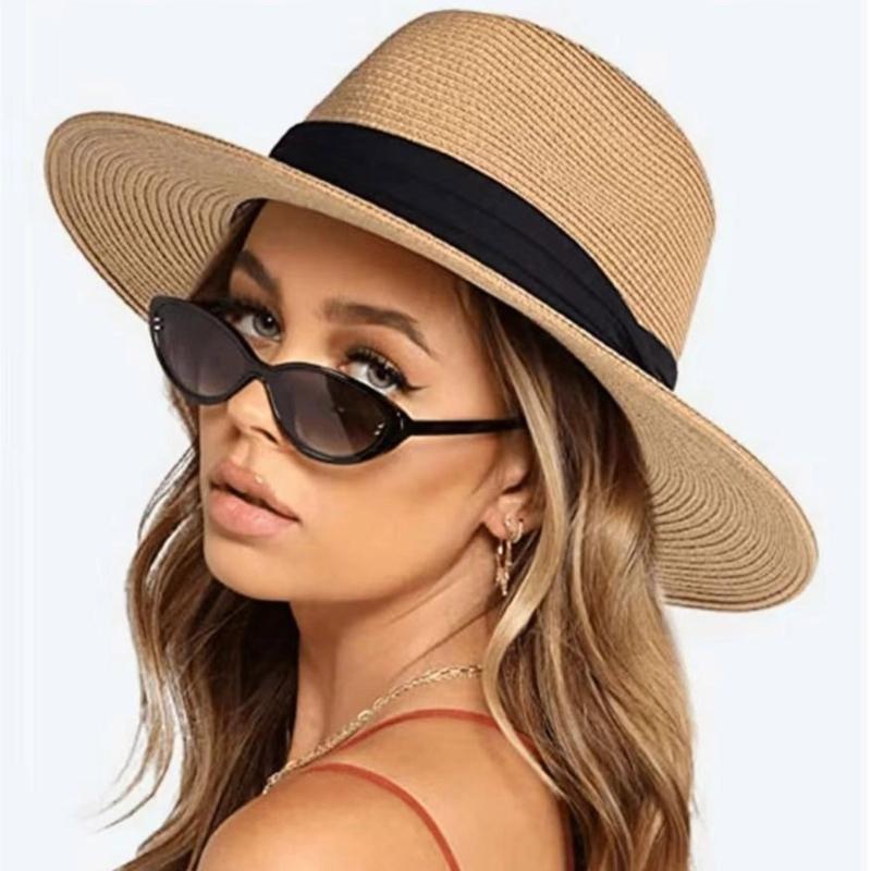 Handmade Panama Hat Vacation Sun Hat for Adult Outdoor Activity Wide Brims Straw Hat for Beach Holiday and Everyday Wear