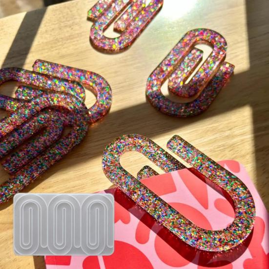 Paper Clip Bookmark Mold Flexible Silicone Mold Resin Craft Mold for DIY Paper Clip Bookmarks Album Clips Business Card Clips