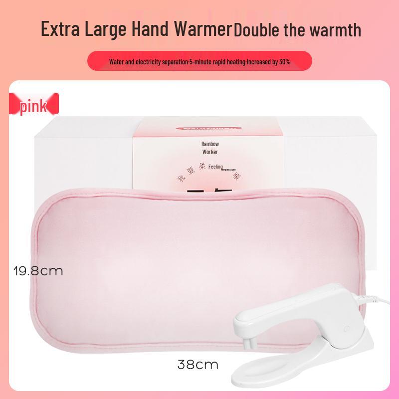Large Electric Hot Water Bottle: Explosion-Proof, Cute Hand Warmer, Rechargeable Heating Bag. розовый