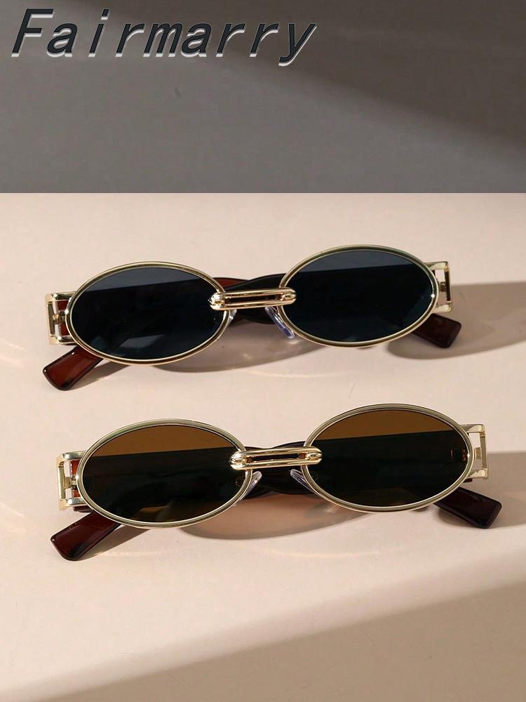 

2 шт. винтажных уличных солнцезащитных очков в овальной металлической оправе в стиле панк, модные очки для повседневной жизни на открытом воздухе, путешествий, одежды, аксессуаров.