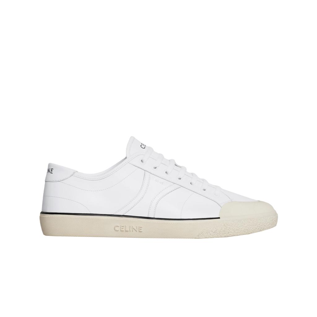 Celine As-01 Low Lace-up Alan Sneakers In Calfskin Optic White