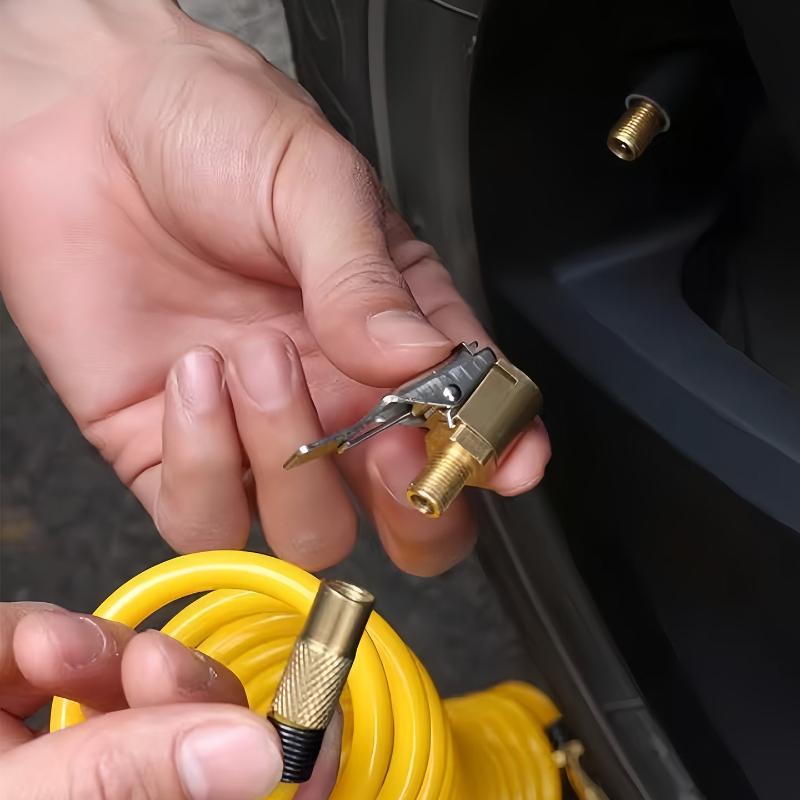 Brass Locking Nozzle Tire Air Chuck Clip Adapter - Automotive Grade For Efficient Inflation