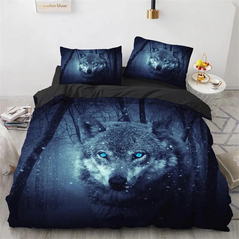 Copripiumino Lupo Microfibra Set Biancheria da Letto Animali Esotici Copripiumino Animali Selvatici Matrimoniale King Queen Per Adolescenti Adulti Decorazione Camera da Letto