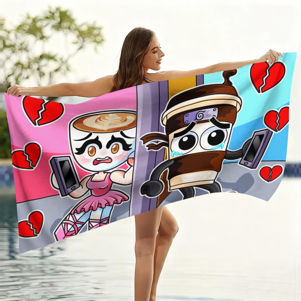 1pc S-Sprunki Cartoon Beach Towel Quick-drying Super Absorbent Suitable for Beach Vacation Pool Summer Funny Gift for Friends