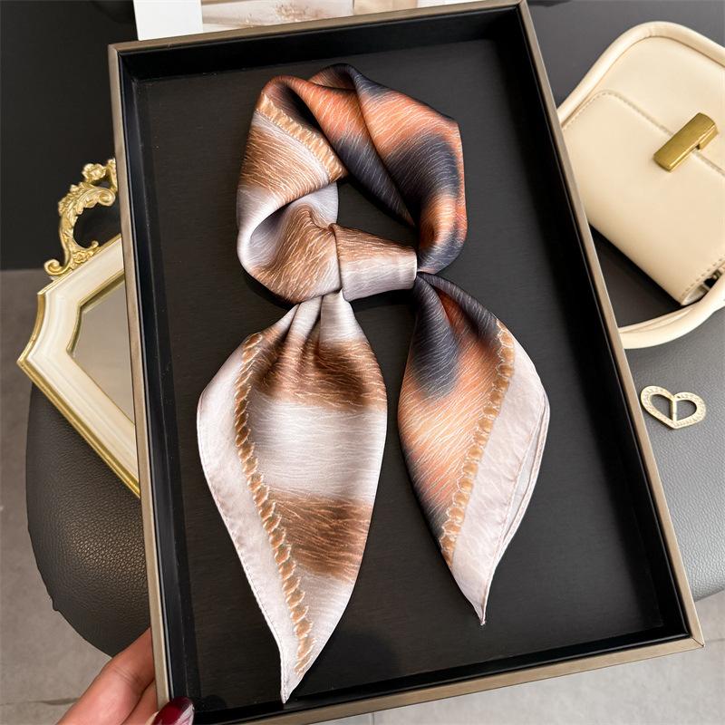 Women Fashion Square Scarf Silk Imitation Leopard Print Neckerchief Bandana Lady Shawl Scarves Wrap Head Hair Band Ties