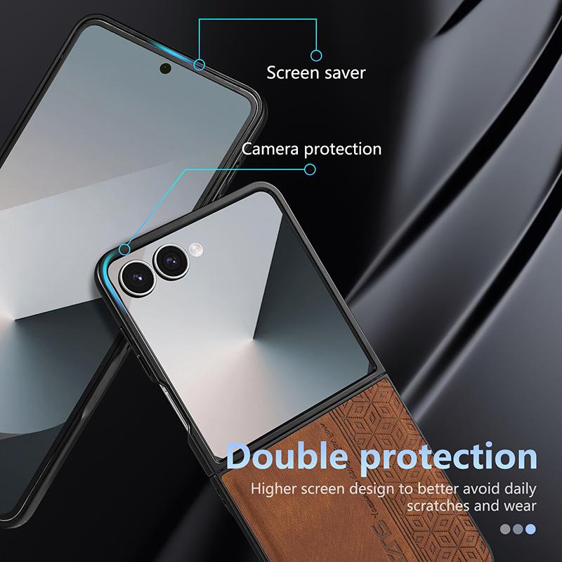 Case For Samsung Galaxy Z Flip 8 Z Flip 7 FE 6 5 4 3 Phone Case Retro Style Business Flip Cover For Samsung W25 W24 Flip Cover 5G