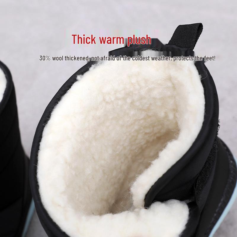 Men's Plus Size Waterproof High-Top Snow Boots with Thickening and Velvet Lining.