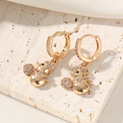 Fashion Snowman Dangle Earrings for Women Cubic Zirconia Daily Jewelry Party Accessories