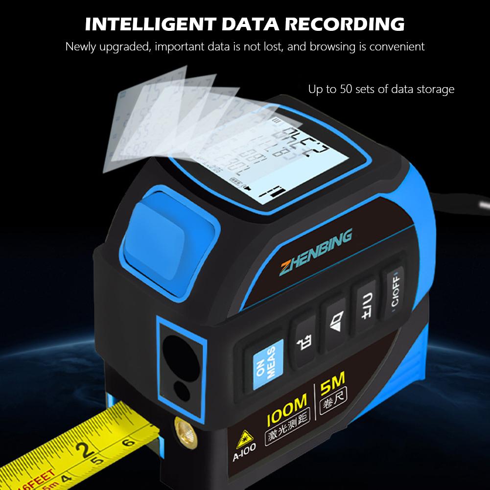 Portable Tape Measure 4-in-1 Laser Digital Measuring Tape High Precision Rangefinder Laser Distance Meter LCD Screen Display