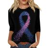Women's Fashion Casual Seven Split Sleeve Printed Loose Round Neck Top