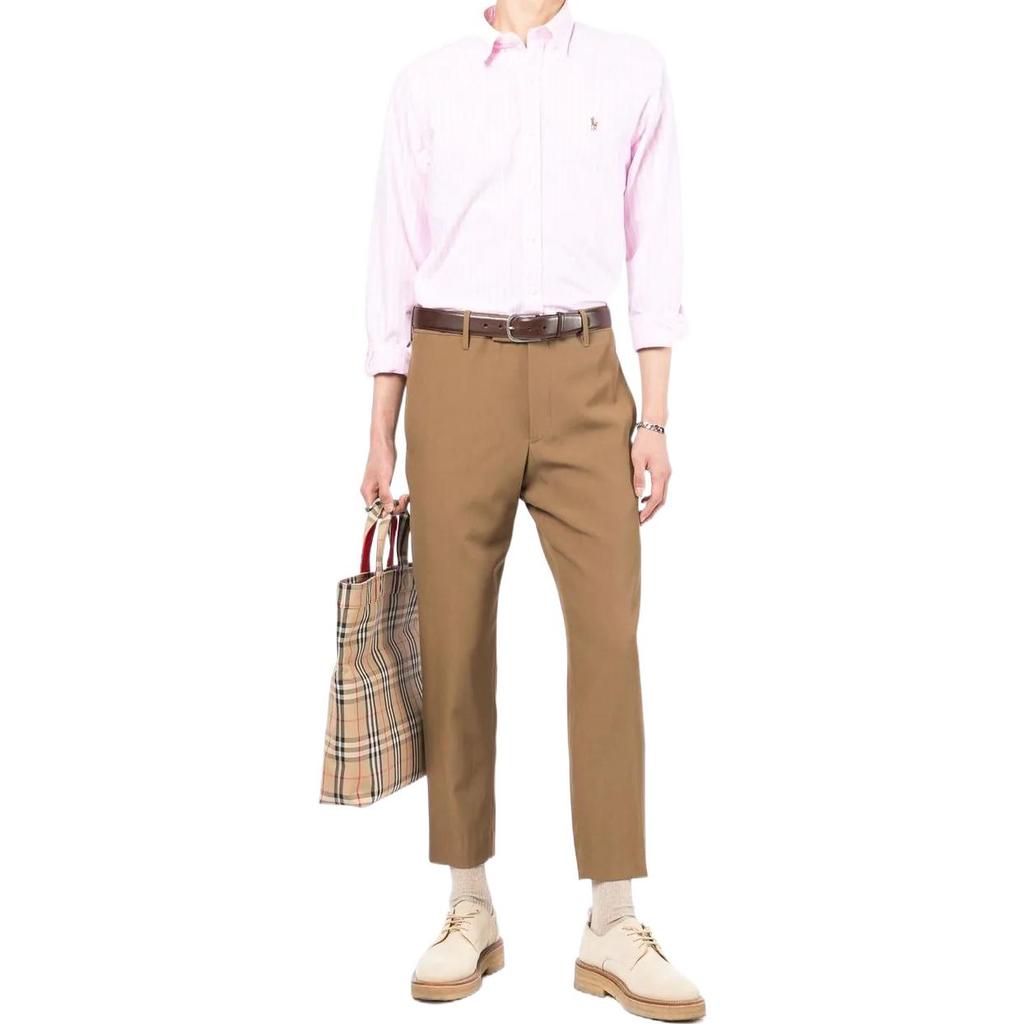Polo Ralph Lauren Ss22 Logo Embroidered Striped Button-Up Long Sleeve Shirt Men Shirts Pink 710829448-002