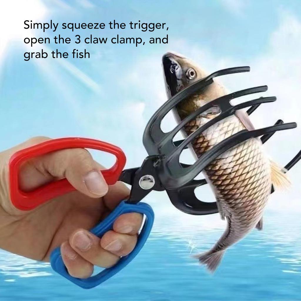 Fish Gripper 3 Claw Lightweight Ergonomic Handle Fish Control Clamp Fishing Pliers for Freshwater Fish