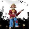 40CM Vtipné animované kostlivci hrající na banjo s červenýma LED očima Halloweenské houslové kostlivé ozdoby Kytarová lebka Dekorativní ozdoby