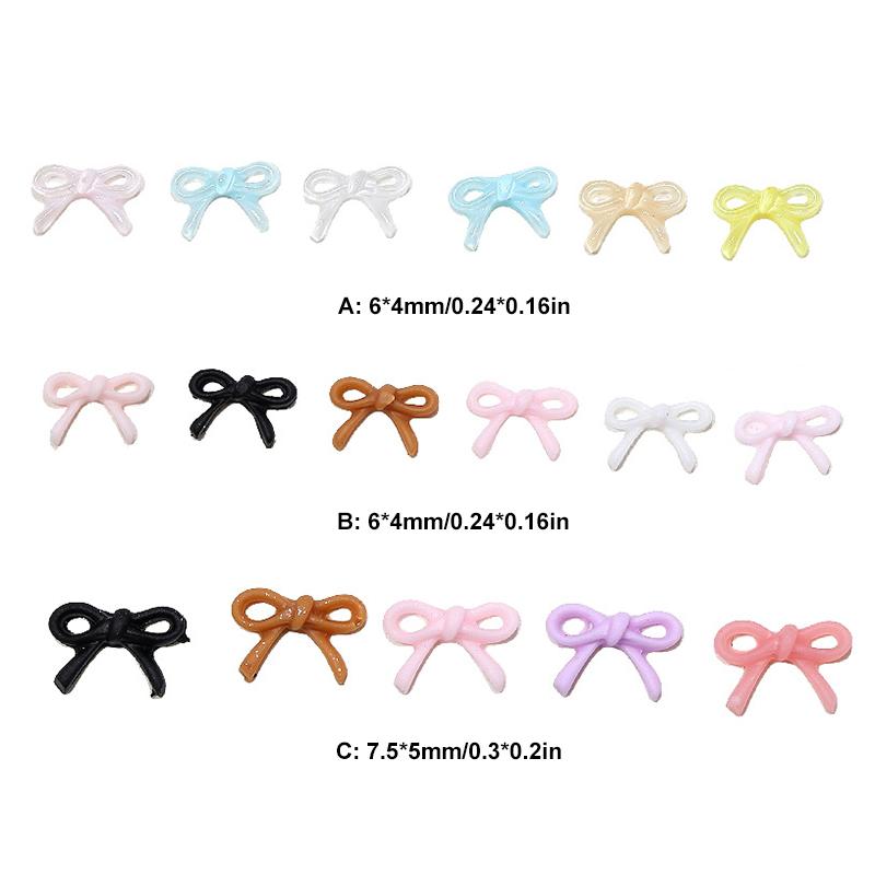 50Pcs Mixed Mini Bow Nail Charms Colorful 3D Resin Bowknot Nail Art Decoration Handcraft Accessories For Diy Manicure Salon