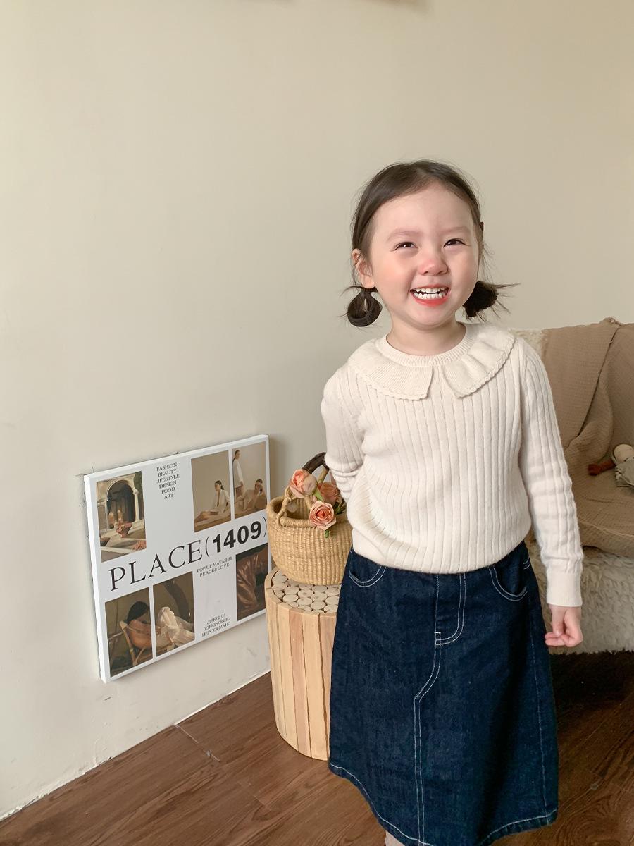 

Корейский вязаный свитер для девочек Weimu - осенний базовый слой с длинными рукавами для детей 110cm