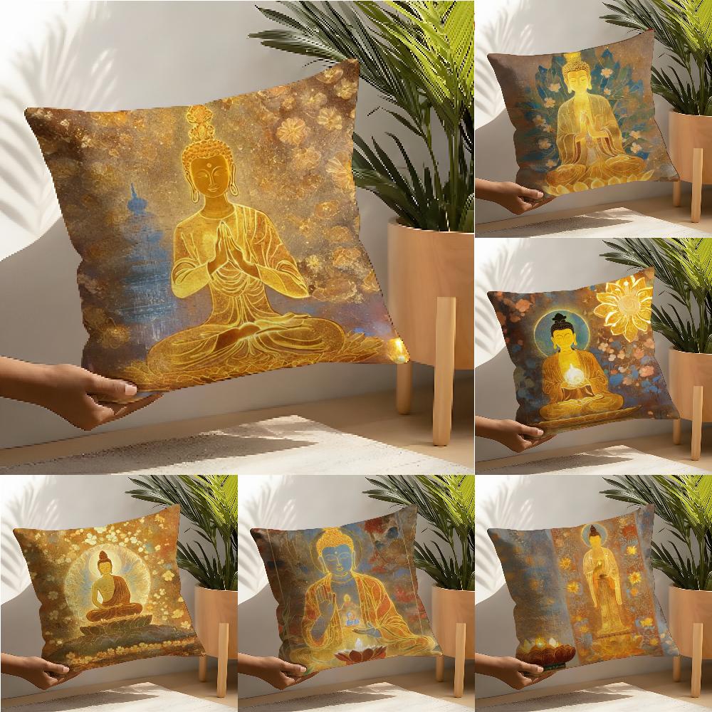 Buddhist Religious Art Pillow Case Linen Cushion Covers For Decorative Sofa Home Pillows Case Car Chair Pillows Cases