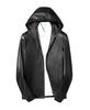 JINLUN Hooded Leather Genuine Sheepskin Simple Black Outerwear Men's Jacket, Rider's Jacket, Leather, Style, Fall/Winter/Spring,