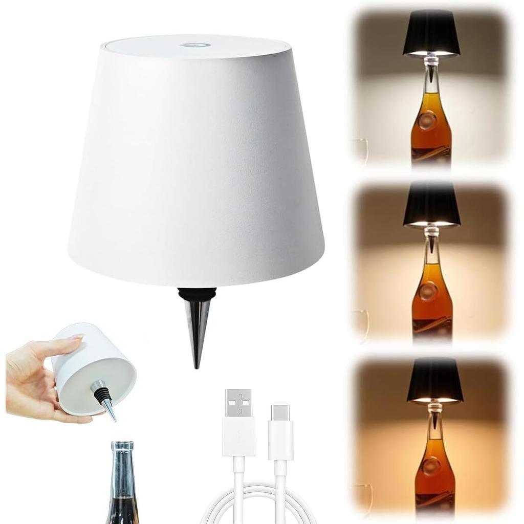 Wireless Bottle Light Portable LED Wireless Bottle Light 3 Modes Dimming Rechargeable Bottle Head Bedroom Touch Desk Lamp Birthday Christmas Gift