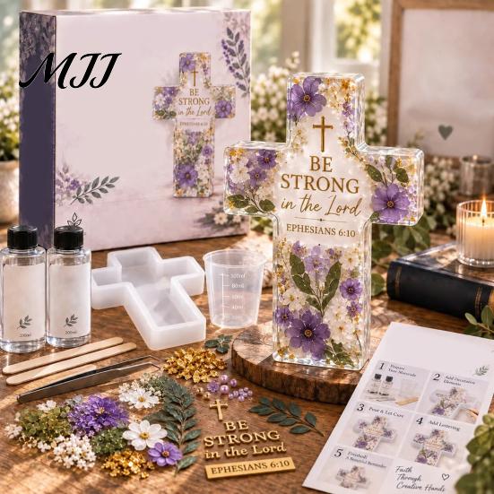 Craft Supplies for Adults Epoxy Resin Kit And Mold Complete Set Beginners, DIY Religious Shape Dried Flower Crafting Art with Silicone Molds, Flowers