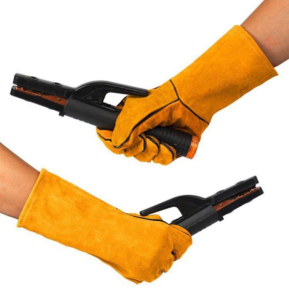 

Heat Resistant Gardening Safety Gloves Soft Leather Working Gloves Welding Gloves Warehouse Yellow-33cm