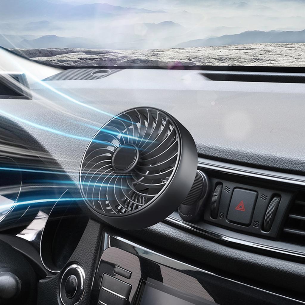 USB Powered Cooling Air Fan Vent Clip Vehicle Fan 3 Speeds Quiet Brushless Motor 360 Rotatable for Vehicle SUV Truck Van RV