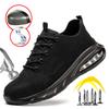 Imwete Breathable Men Work Sneakers Steel Toe Security Boots Lightweight Anti Slip Safety Shoes Puncture-Proof Women Footwear
