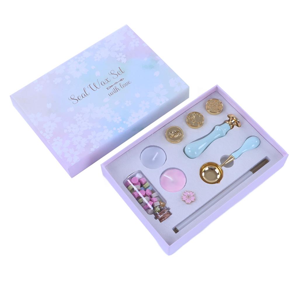 Wax Sealing Stamp Set Exquisite Fire Paint Wax Candles Brooch Replaceable Stamps Set for Envelope Ca
