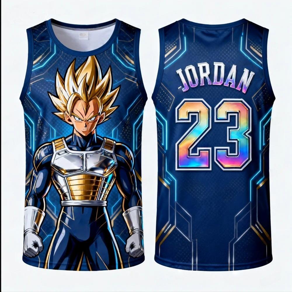 FamilyMatching 2026 New Version Dragon Ball Z Vegeta Special Edition Basketball Jersey Jordan Basketball Sports Vest Set