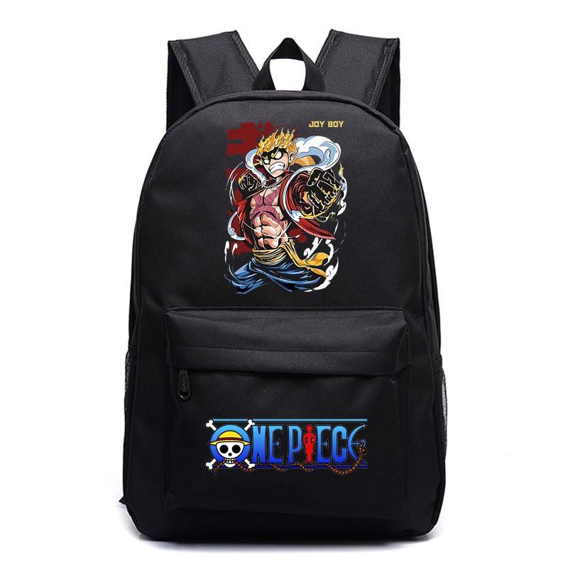 One Piece Anime School Backpack Kids Lightweight Ergonomic Dual-Shoulder Bag With Geometric Print Oxford Fabric