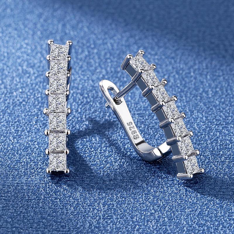 925 Silver Round Zircon Stud Earrings for Women Sparkling Party Wedding Jewelry Gift