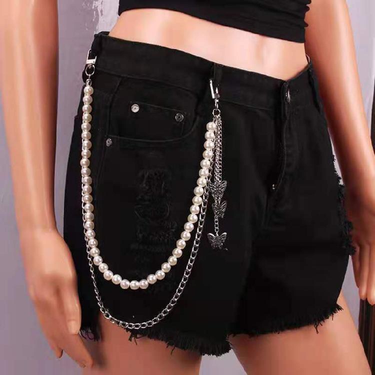 Catena Pantaloni Hip Hop Per Ballerini Punks Egirl Eboy Harajuku Jeans Catena Laterale Punk