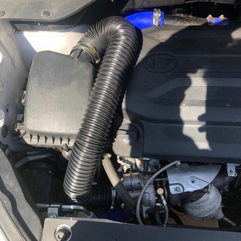 76mm Car Air Intake Cold Pipe Flexible Ducting Feed Hose Induction Kit Black 1M