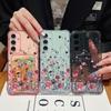 Fashion Floral Print Shockproof Clear Silicone Case For Samsung S24 FE S23 Ultra S22 A16 A15 A55 A35 A54 A14 Card Slot Soft Transparent Phone Cover