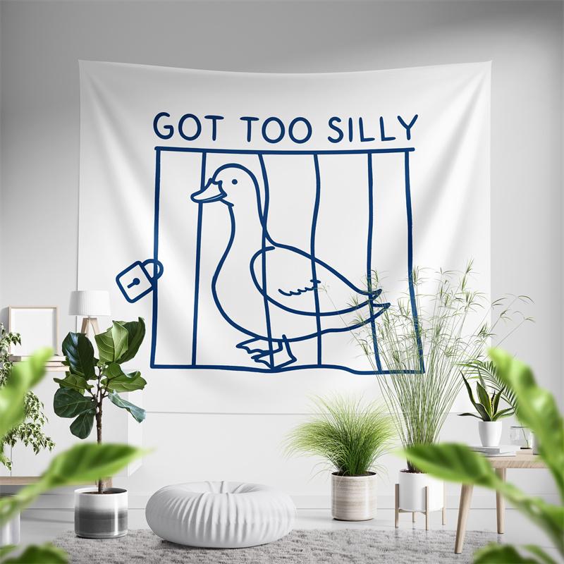 Aertemisi Got Too Silly Funny Meme Tapestry Wall Hanging Art for Bedroom Living Room College Dorm Party Backdrop
