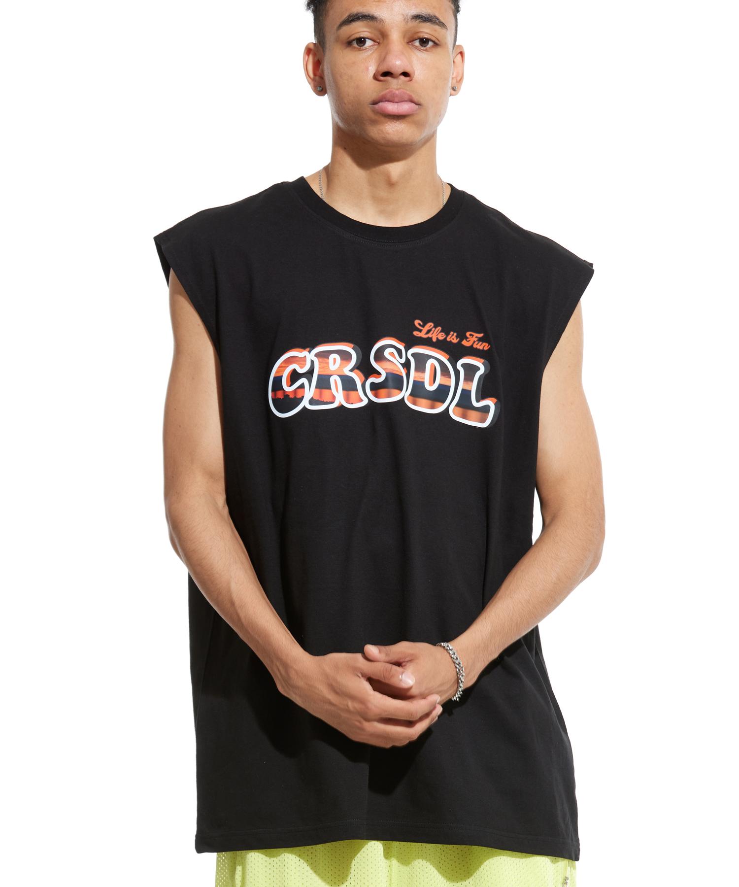 Cream Soda Lab Cr Oversized Sleeveless Black Orange L