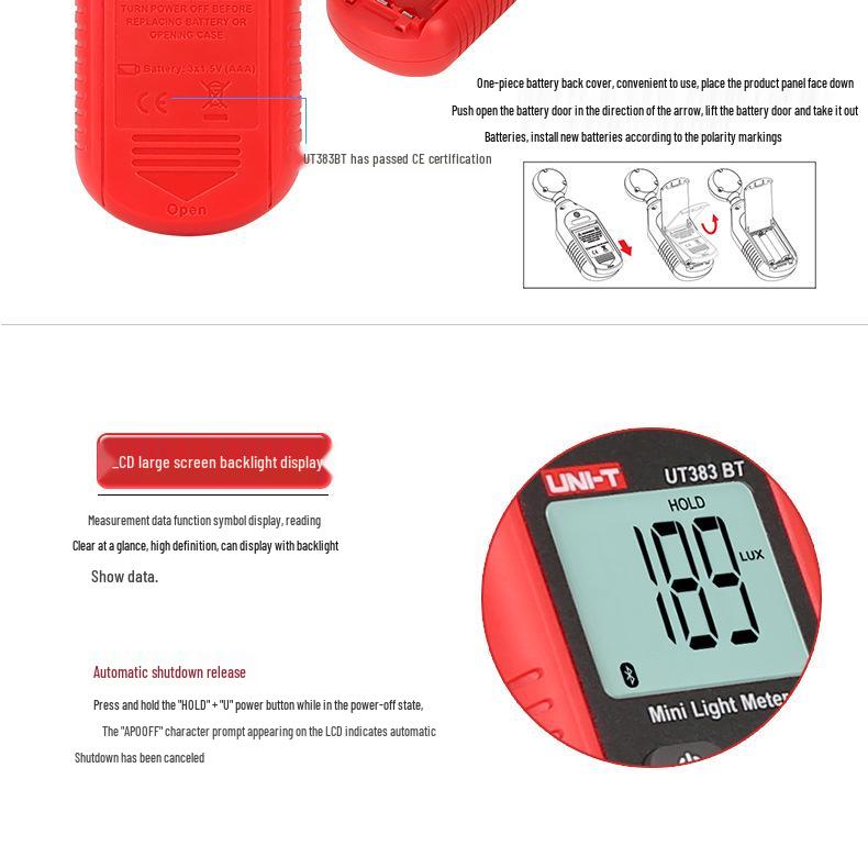 UNI-T Mini Digital-Lichtmesser UT383/UT383BT/S mit Bluetooth Leuchtdichtemesser