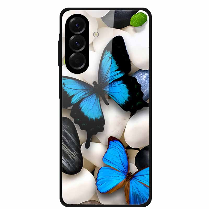 Tempered Glass Phone Case For Samsung Galaxy S24 FE Case Hard PC Back Cover Shell for Galaxy S24FE S 24 FE 5G Hard Covers Flower