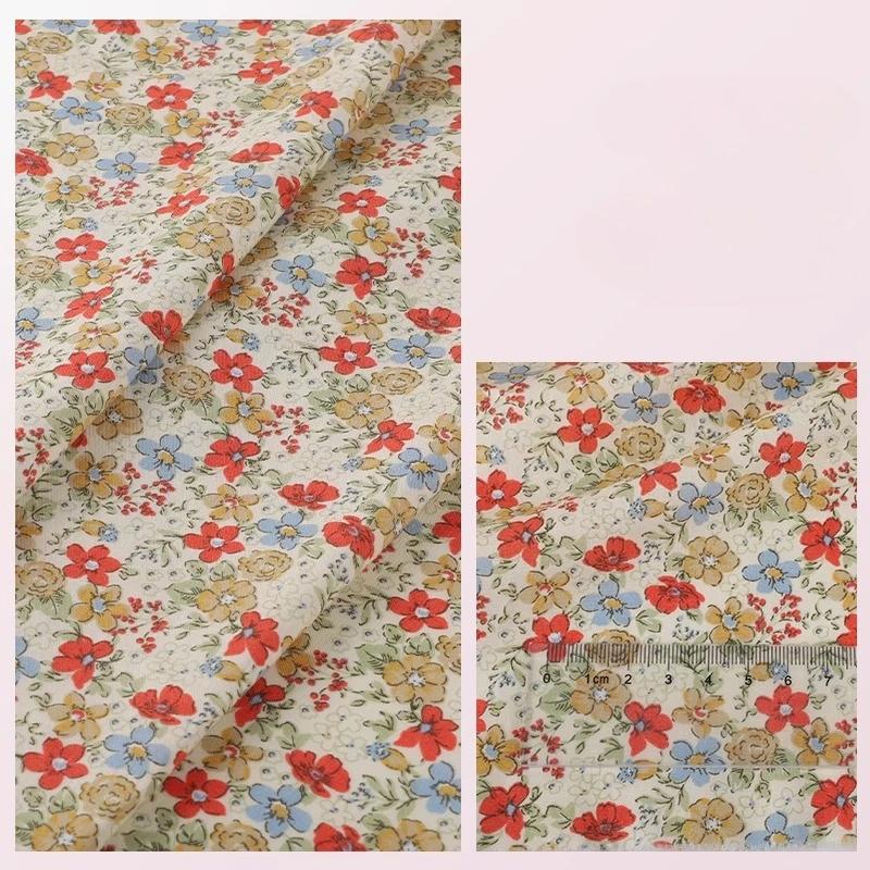 Wide 145cm Pastoral Flower Summer Poplin Cotton Fabric for DIY Children's Clothing Cloth Making Bedding Quilt Decoration Home