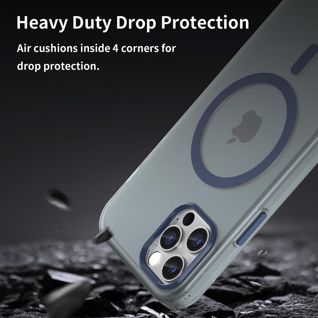For iPhone 12 Pro Max 6.7 Inch Magnetic Case Translucent Matte TPU+PC Phone Cover Compatible with MagSafe