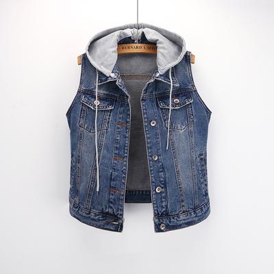 Chaleco vaquero sin mangas corto rasgado de talla grande para otoño, chaleco para mujer, chaqueta exterior