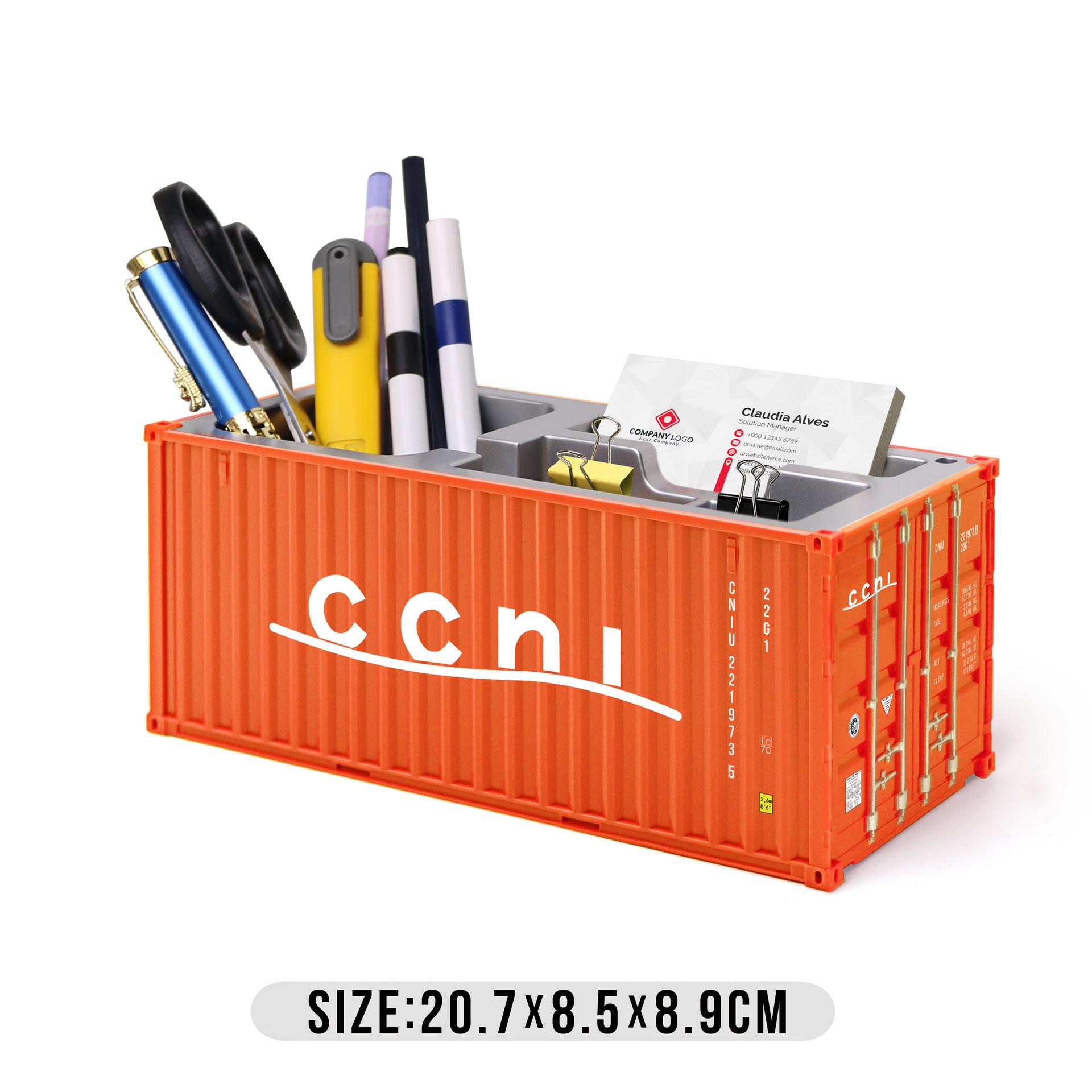 Mini Simulation Shipping Container Model - Creative Desktop Storage Box with Printable Logo