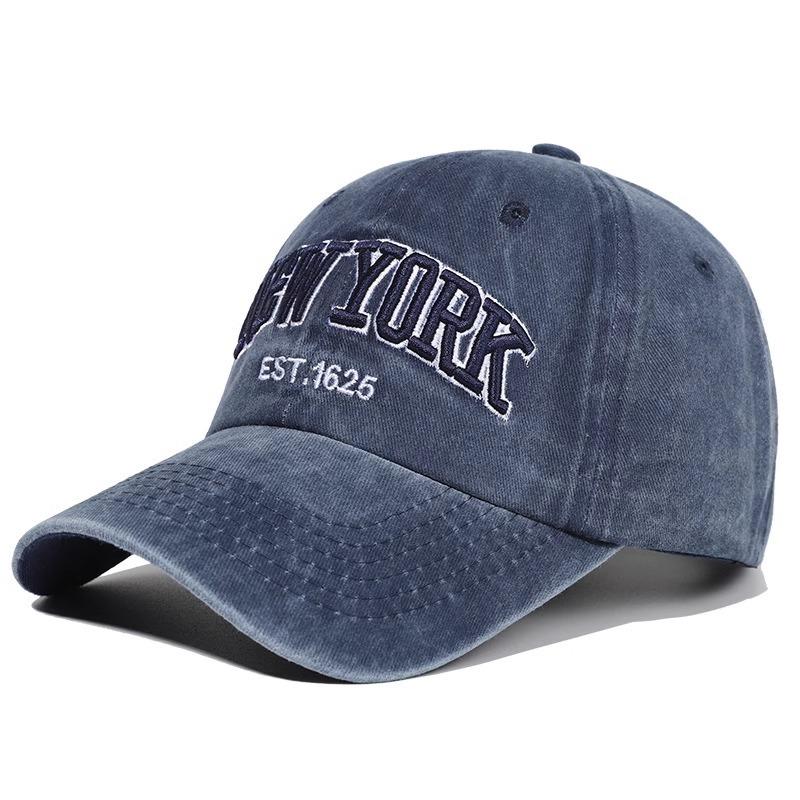 Retro English Letter Embroidered Baseball Cap New Style Wash Cotton Denim Baseball Cap Men and Women Sun Protection Sun Hat