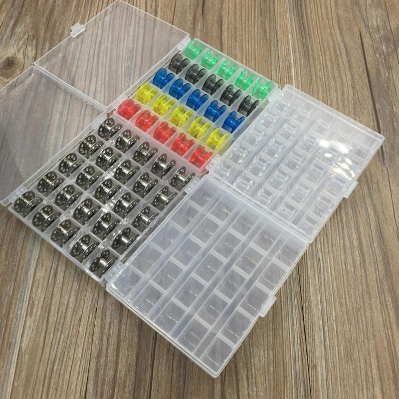 

25pcs пустые металлические пластиковые бобины катушки случае сетка случае ящик для хранения швейные катушки