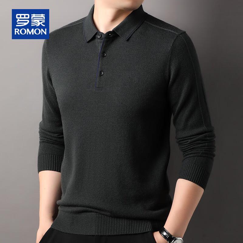 

ROMON Men s 100% Pure Wool Thickened Lapel Pullover Sweater XL