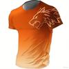 T-shirts for Men Fitness Sportswear 2024 Summer Vintage Men's 3d Printed Quick-Drying Gradient T-shirt Animal Wolf Short Sleeve