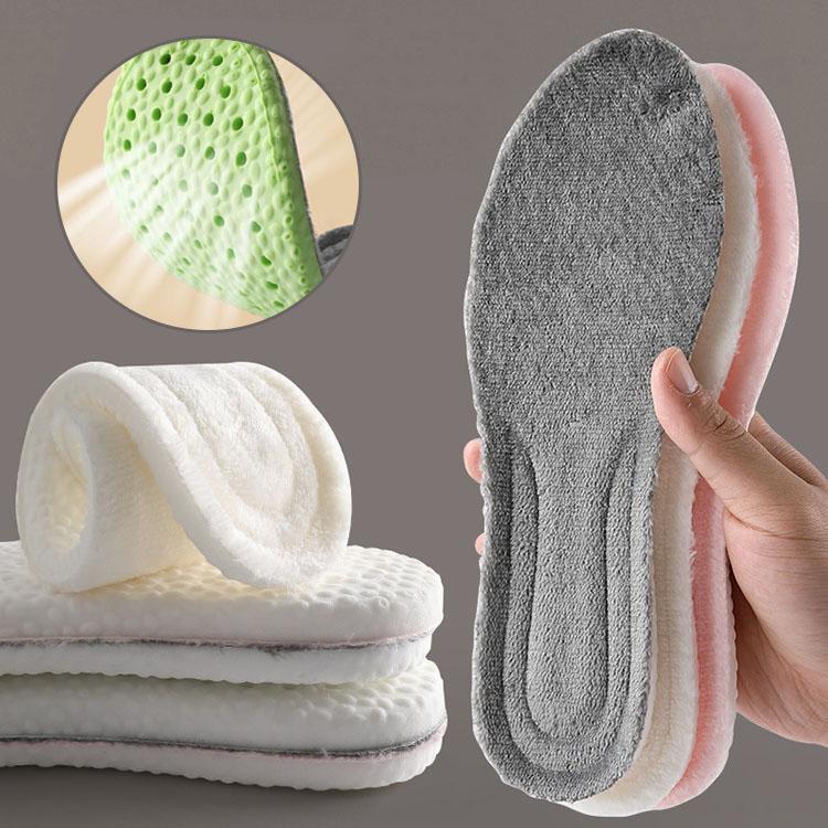 1 Pair High Elasticity Padded Warm Insoles for Men Women Shock Absorbing Latex Insoles Warm Insoles for Fall and Winter Sports Insoles