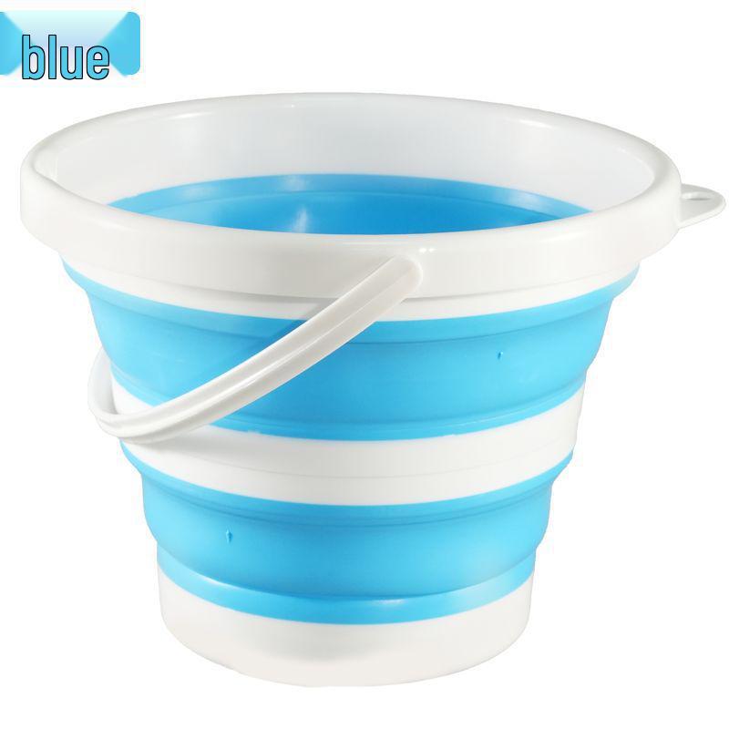 Portable Foldable Water Bucket with Lid - Silicone Plastic for Outdoor, Car Wash, Handheld Use