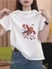 Women's 2026 Pure Cotton Short-Sleeve T-Shirt, Fashionable Red Top, Versatile Base Layer for Spring, Summer, Autumn
