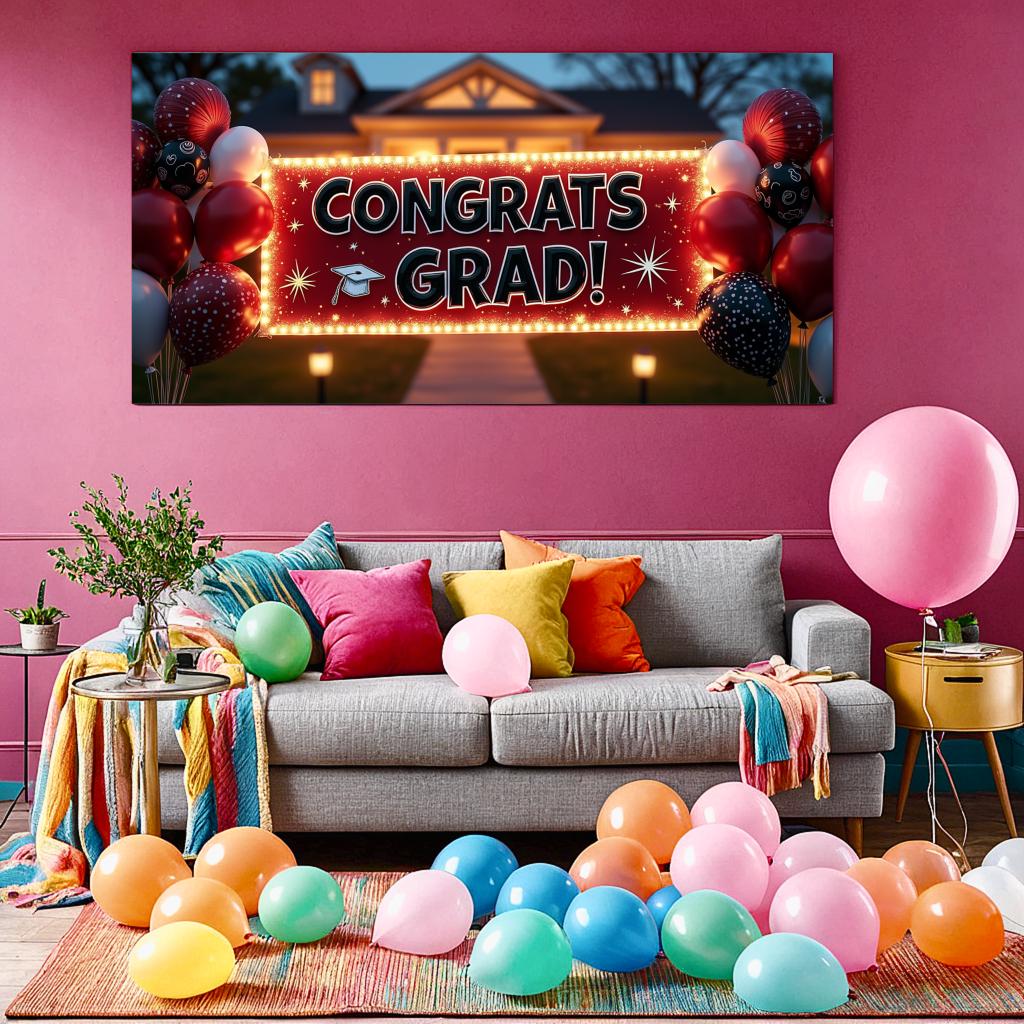 Tło na Graduation Lekkie Rekwizyty Fotograficzne Dekoracja Graduacyjna Wielokrotnego Użycia Baner Graduacyjny Na Spotkania Studenckie Na Zewnątrz