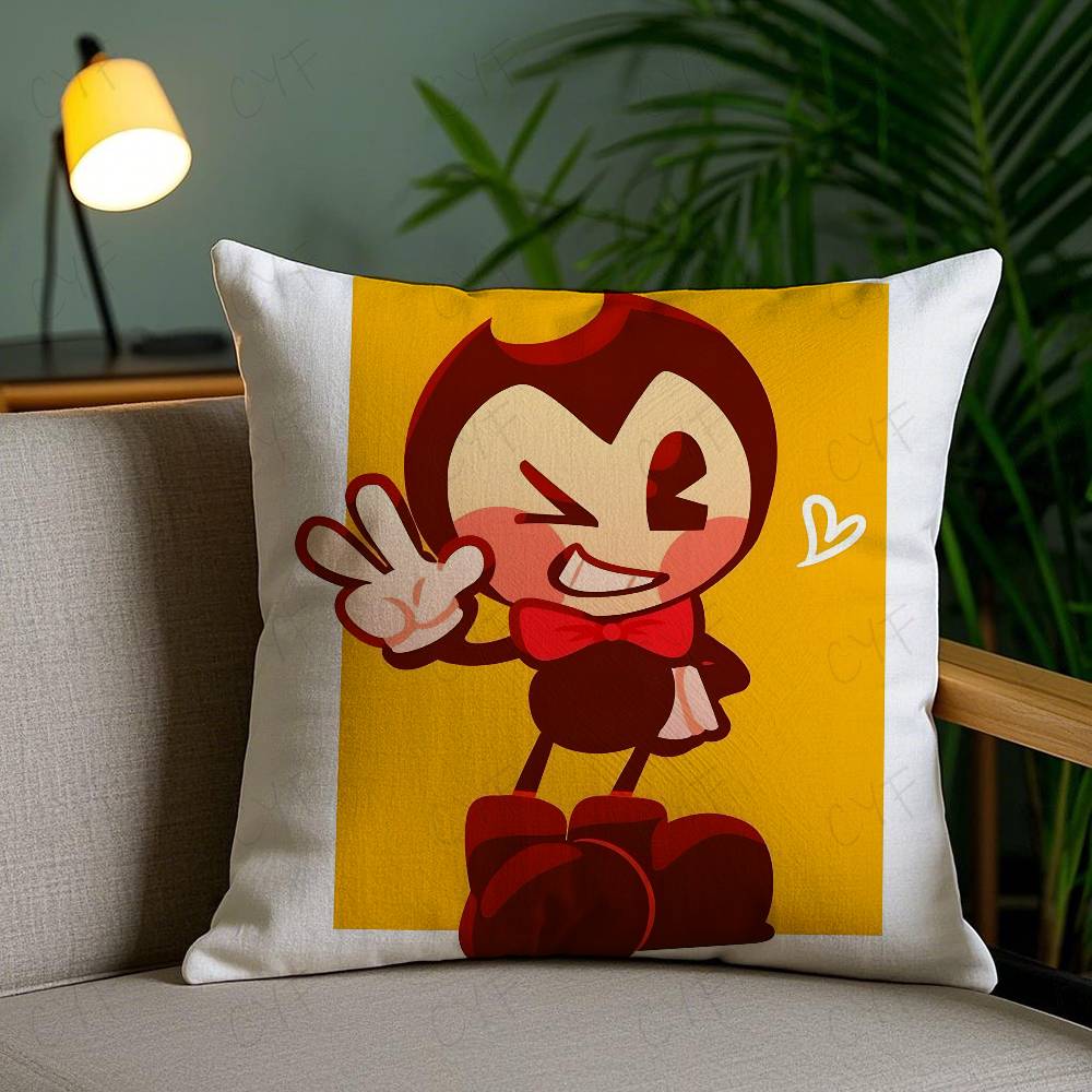 B-Bendy And The I-Ink Machine Anime Pillow Case Safe Custom Photo Pillow, Anti-Fade Brushed Fleece Cushion